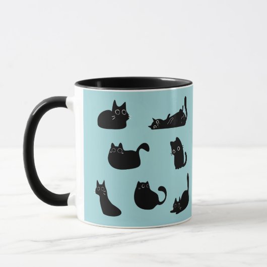 黒猫パターン マグカップ (左)