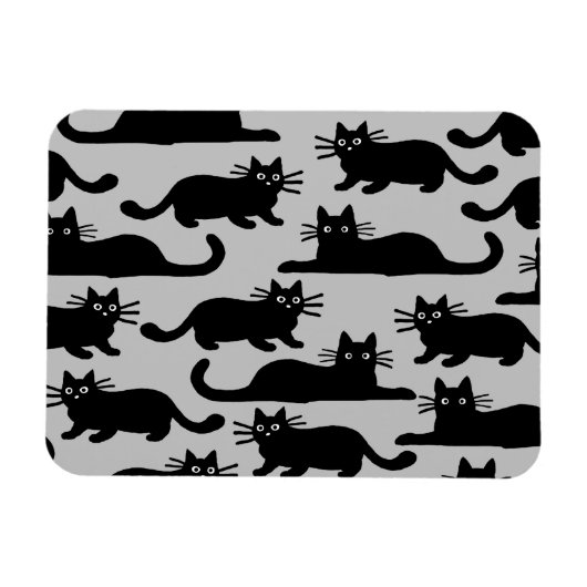 黒猫パターン マグネット (横)