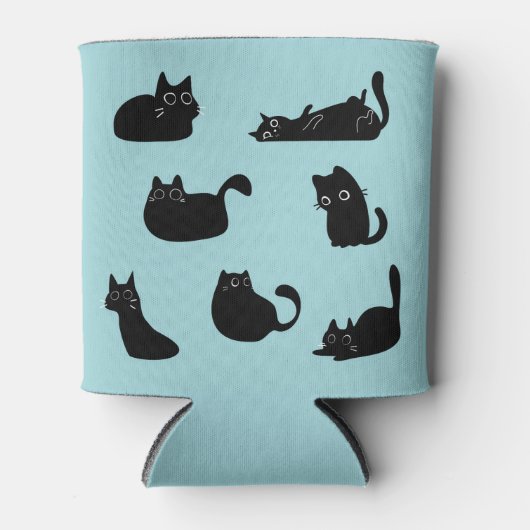 黒猫パターン 缶クーラー (正面)
