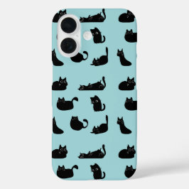 黒猫パターン iPhone 16ケース