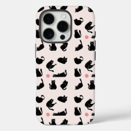黒猫パターン iPhone 16 PROケース