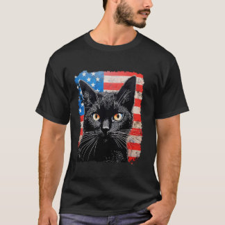 黒猫パトリオティシオUSA長袖 Tシャツ