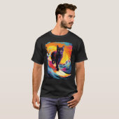 黒猫パドルボードサーフィン Tシャツ (正面フル)