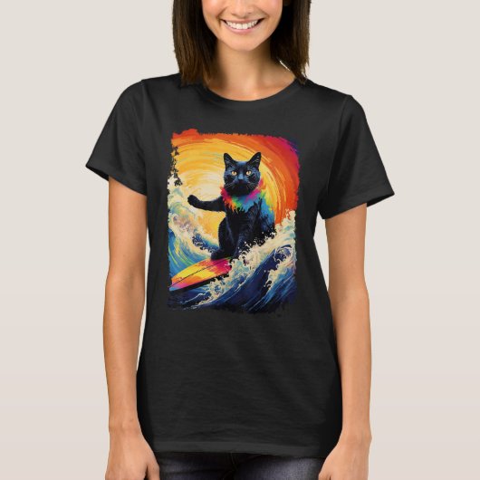 黒猫パドルボード Tシャツ (正面)
