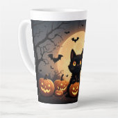 黒猫パンプキンハロウィン月夜 🐈⬛ カフェラテマグ (左アングル)