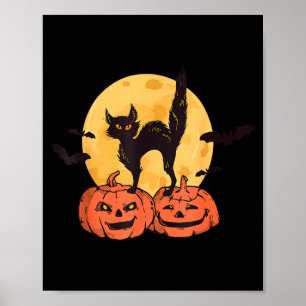 黒猫パンプキンモンハロウィンコスチューム猫好き ポスター