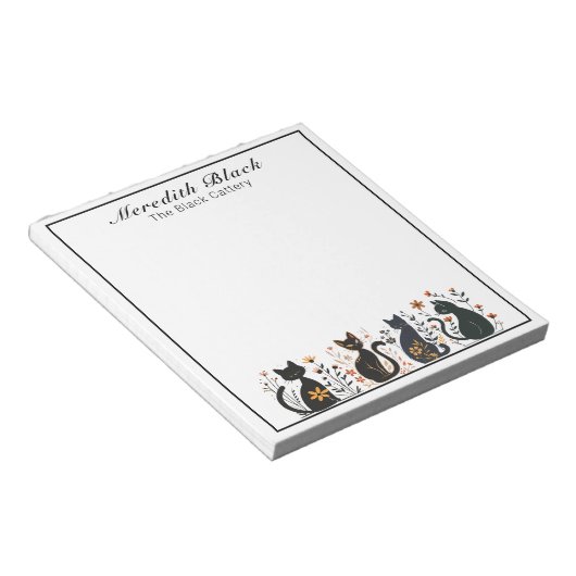 黒猫パーソナライズされたの名前と商店街 ノートパッド (アングル)