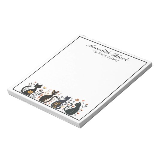 黒猫パーソナライズされたの名前と商店街 ノートパッド (回転)