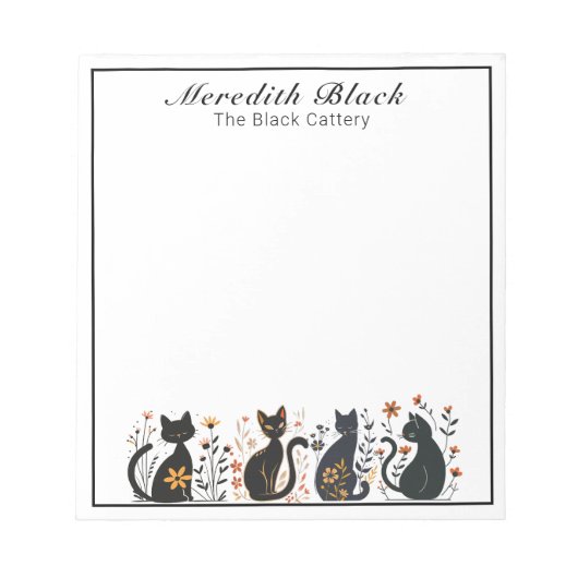 黒猫パーソナライズされたの名前と商店街 ノートパッド (正面)