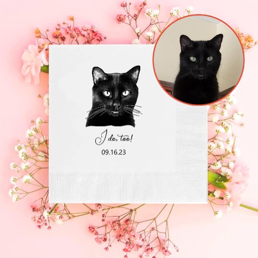 黒猫パーソナライズされたも 縁ありカクテルナプキン