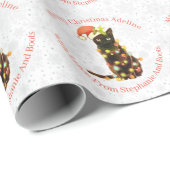 黒猫パーソナライズされたクリスマスライト ラッピングペーパー (ロールコーナー)