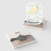 黒猫パーソナライズされたコースター ストーンコースター (横)