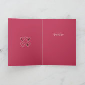 黒猫パーソナライズされたハートかわいいバレンタインデー シーズンカード (内部)