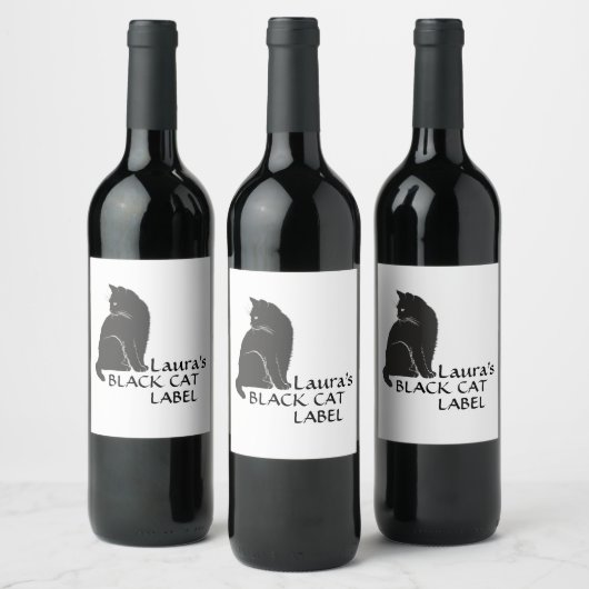 黒猫パーソナライズされたラベル黒猫タイポグラフィ ワインラベル (ボトル)