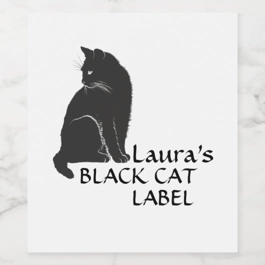 黒猫パーソナライズされたラベル黒猫タイポグラフィ ワインラベル (シングルラベル)