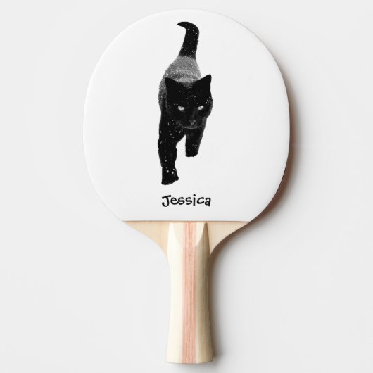 黒猫パーソナライズされた名 卓球ラケット (正面)