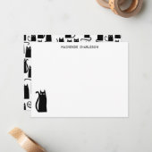 黒猫パーソナライズされた文房具 ノートカード (正面/裏面インサイチュ)