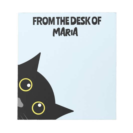 黒猫パーソナライズされた覗きノート文房具 ノートパッド (正面)