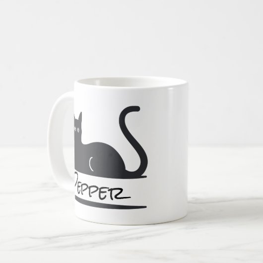 黒猫パーソナライズされた コーヒーマグカップ (正面左)