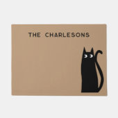 黒猫パーソナライズされた ドアマット (正面)