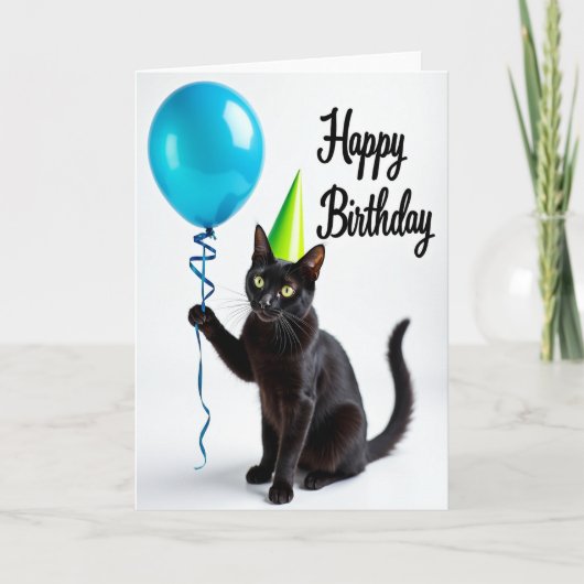 黒猫パーティーの誕生日カード カード (正面)