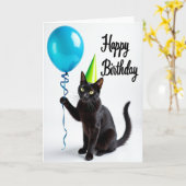 黒猫パーティーの誕生日カード カード (黄色い花)