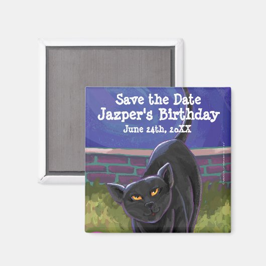 黒猫パーティーセンター マグネット (正面/裏面)