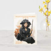 黒猫パーフェクトベビーシッターのハロウィーンカード カード (黄色い花)