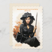 黒猫パーフェクトベビーシッターのハロウィーンカード 招待状 (正面/裏面)