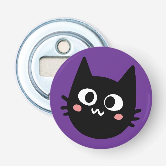 黒猫パープル面白グッズ 栓抜き (正面)