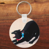 黒猫ヒッシングファインアートby高橋宏明 キーホルダー (正面)
