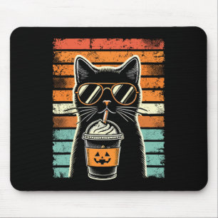 黒猫ヒップスターの面白いハロウィーンBをトリックまたは治療する マウスパッド