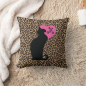 黒猫ヒョウ単像 クッション (ブランケット)