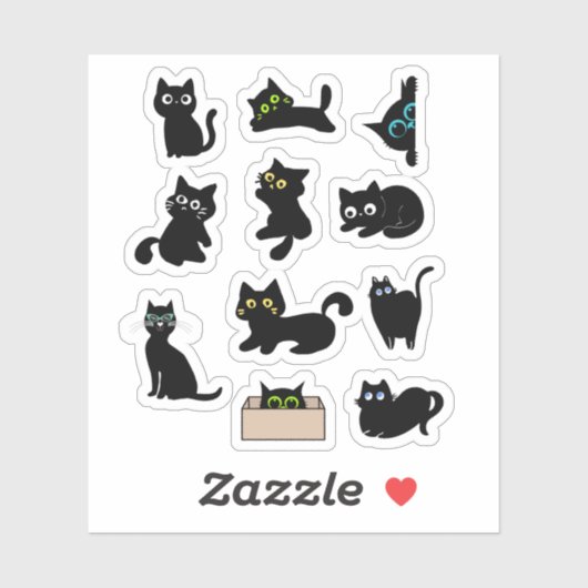 黒猫ビニールステッカー かわいい 猫 シール (シート)