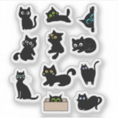 黒猫ビニールステッカー かわいい 猫 シール (正面)