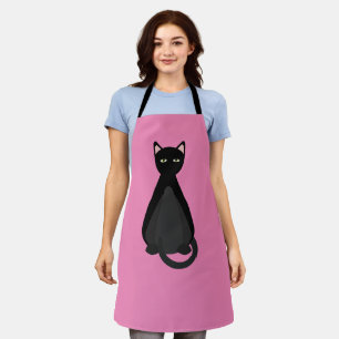 黒猫ピンクかわいいママのキッチンエプロン エプロン