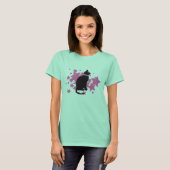 黒猫ピンクの星 Tシャツ (正面フル)