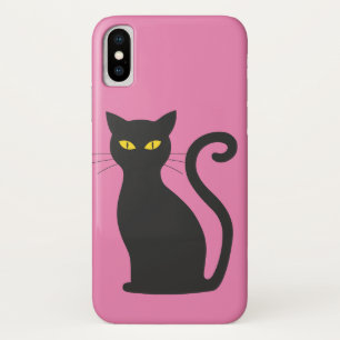 黒猫ピンクのIPHONEケース iPhone X ケース