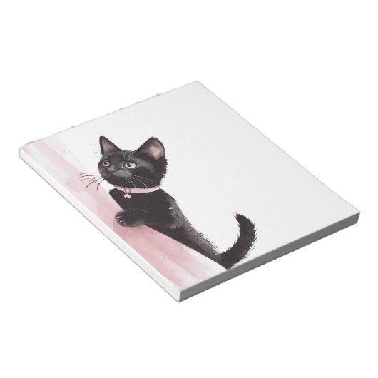 黒猫ピンクカーテン ノートパッド (アングル)