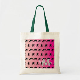 黒猫ピンクグラデーション色の名前が書いてある本 トートバッグ