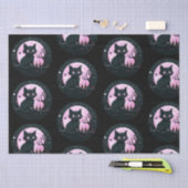 黒猫ピンクフルムーンシチュアルブラックハロウィーン 薄葉紙 (クラフト)