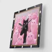黒猫ピンク猫 スクエア壁時計 (傾斜)