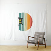 黒猫ピーキングサンセットヴィンテージ4 タペストリー (インサイチュ(横))