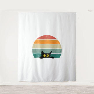 黒猫ピーキングサンセットヴィンテージ4 タペストリー