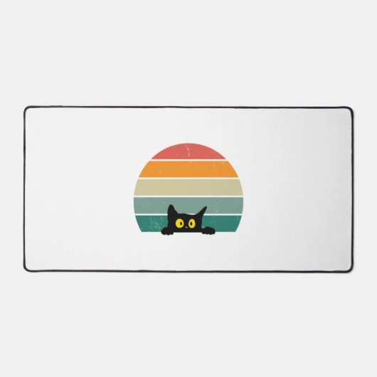 黒猫ピーキングサンセットヴィンテージ4 デスクマット (正面)