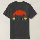 黒猫ピーキングサンセットヴィンテージ Tシャツ (デザイン正面)
