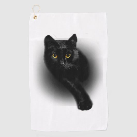 黒猫ファイリング爪、 ネイル ゴルフタオル (正面)