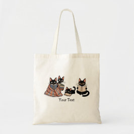 黒猫ファミリー 本好き あったかくておしゃれなギフト トートバッグ