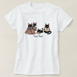 黒猫ファミリー 本好き あったかくておしゃれなギフト Tシャツ