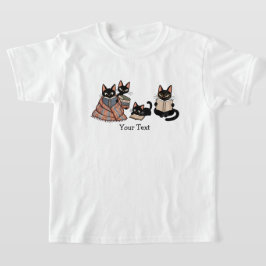 黒猫ファミリー 本好き あったかくておしゃれなギフト Tシャツ